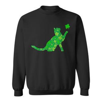 Green Cat Shamrocks Cat Lover St Patricks Day Sweatshirt - Seseable