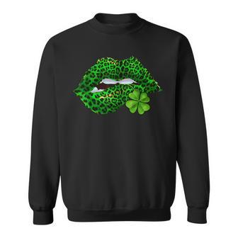 Green Lips Biting Sexy Irish Costume St Patricks Day Sweatshirt - Thegiftio