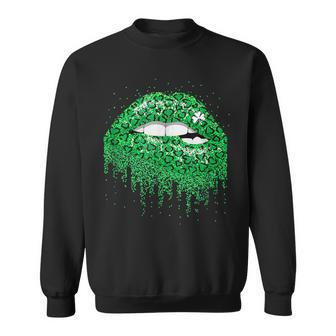 Green Lips Sexy Irish Costume St Patricks Day Shamrock Sweatshirt - Seseable
