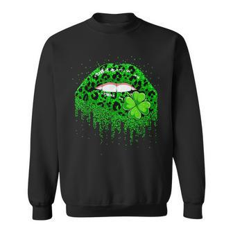 Green Lips Sexy Irish Leopard Shamrock St Patricks Day Gifts Sweatshirt - Seseable