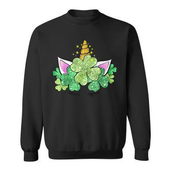 Green Shamrocks Irish Cute Unicorn Girls St Patricks Day  Sweatshirt