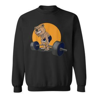 Grizzly Bear Lifting Heavy Weights Fitness Gift Men Women Sweatshirt Graphic Print Unisex - Seseable