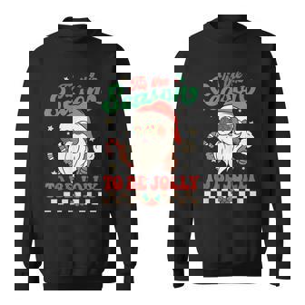 Groovy Christmas Tis The Season To Be Jolly Santa Claus Pjs Men Women Sweatshirt Graphic Print Unisex - Thegiftio