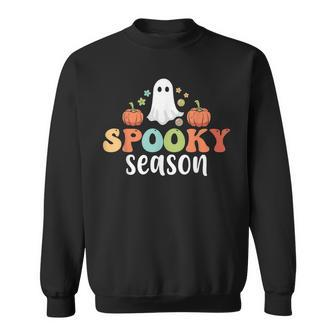 Groovy Ghost Spooky Season Halloween Costume Vintage Men Women Sweatshirt Graphic Print Unisex - Thegiftio UK
