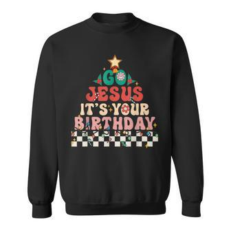 Groovy Go Jesus Its Your Birthday Christmas Christian Hippie Men Women Sweatshirt Graphic Print Unisex - Thegiftio UK