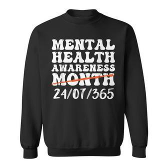 Groovy In May We Wear Green Mental Health Awareness Design Sweatshirt | Mazezy AU