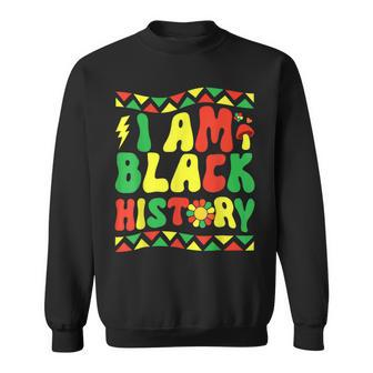 Groovy Retro Black History Month I Am Black History Pride Sweatshirt - Seseable