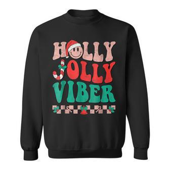 Groovy Retro Have A Holly Xmas Jolly Vibes Christmas Hippie Men Women Sweatshirt Graphic Print Unisex - Thegiftio UK