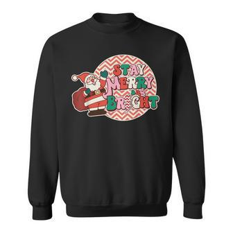 Groovy Stay Merry And Bright Lightning Bolt Santa Christmas V2 Men Women Sweatshirt Graphic Print Unisex - Thegiftio UK