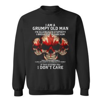 Grumpy Old Man November Birthday Canadian Flag Skull Sweatshirt - Thegiftio UK