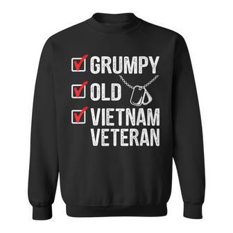 Grumpy Old Vietnam Veteran Funny Fathers Day Gift Men Women Sweatshirt Graphic Print Unisex - Seseable