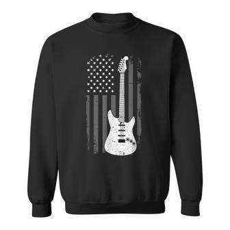 Guitar American Us Flag Music Player Electric Guitarist Gift Sweatshirt - Seseable