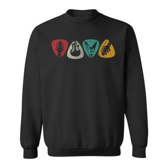 Guitar Pick Gift For Guitarist Retro Vintage Sweatshirt - Seseable