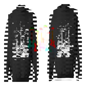 Guitar Santa Hat Christmas Tree Funny Music Loves Xmas Men Women Sweatshirt Graphic Print Unisex - Seseable
