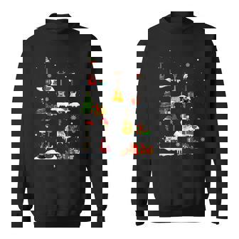 Guitar Santa Hat Christmas Tree Lights Funny Music Xmas Men Women Sweatshirt Graphic Print Unisex - Seseable