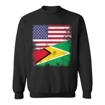 Half Guyanese Flag | Vintage Guyana Usa Gift Sweatshirt - Seseable