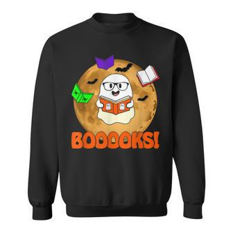 Halloween Booooks Ghost Boo Read Books Library Teacher Cute Men Women Sweatshirt Graphic Print Unisex - Thegiftio UK