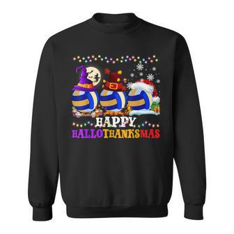 Halloween Christmas Thanksgiving Hallothanksmas Volleyball Men Women Sweatshirt Graphic Print Unisex - Thegiftio UK