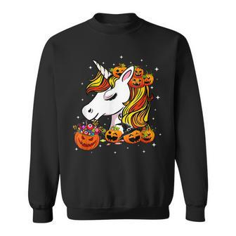 Halloween Cute Candy Corn Unicorn Halloween Pumpkin Costume Men Women Sweatshirt Graphic Print Unisex - Thegiftio UK