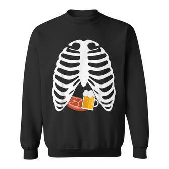Halloween Funny Beer & Steak Costume Skeleton Rib Cage Gifts Men Women Sweatshirt Graphic Print Unisex - Thegiftio UK