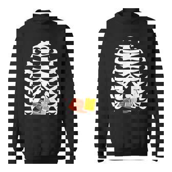 Halloween Funny Beer & Steak Costume Skeleton Rib Cage Gifts Men Women Sweatshirt Graphic Print Unisex - Thegiftio