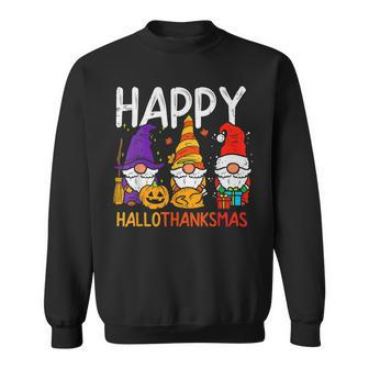 Halloween Thanksgiving Christmas Happy Hallothanksmas Gnomes V56 Men Women Sweatshirt Graphic Print Unisex - Thegiftio UK