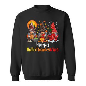 Halloween Thanksgiving Christmas Happy Hallothanksmas Gnomes V62 Men Women Sweatshirt Graphic Print Unisex - Thegiftio UK