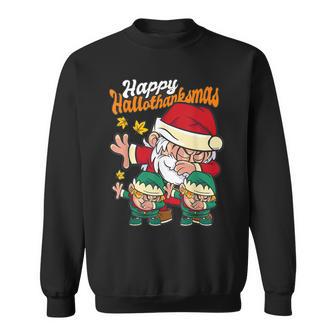 Halloween Thanksgiving Xmas Fall Happy Hallothanksmas Gnomes Men Women Sweatshirt Graphic Print Unisex - Thegiftio UK