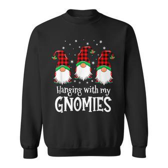 Hanging With My Gnomies Red Plaid Gnomes Merry Christmas Men Women Sweatshirt Graphic Print Unisex - Thegiftio UK