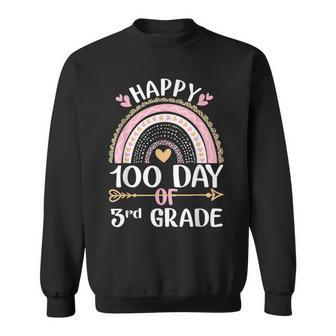 Happy 100Th Day Of 3Rd Grade Student Teacher Leopard Rainbow Men Women Sweatshirt Graphic Print Unisex - Thegiftio UK