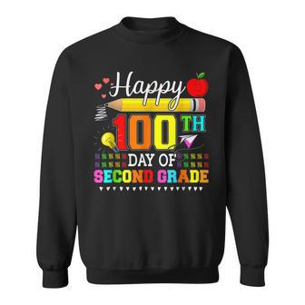 Happy 100Th Day Of Second Grade Cute 100 Days Men Women Sweatshirt Graphic Print Unisex - Seseable
