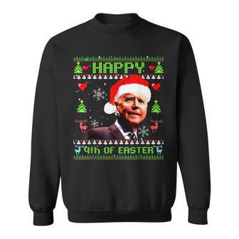 Happy 4Th Of Easter Funny Joe Biden Christmas Ugly Sweater V2 Men Women Sweatshirt Graphic Print Unisex - Seseable