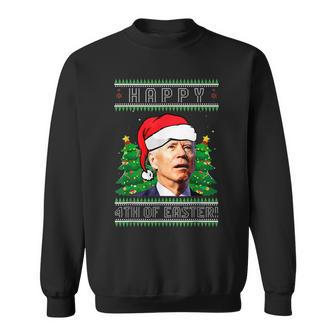 Happy 4Th Of Easter Funny Joe Biden Political Ugly Christmas Men Women Sweatshirt Graphic Print Unisex - Seseable