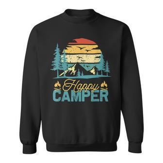 Happy Camper Retro Vintage Funny Matching Camping Crew Sweatshirt | Mazezy