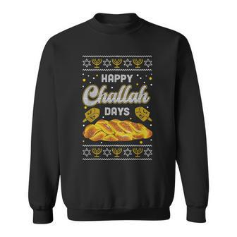 Happy Challah Days Hanukkah Chanukah Funny Jewish Bread Men Women Sweatshirt Graphic Print Unisex - Seseable