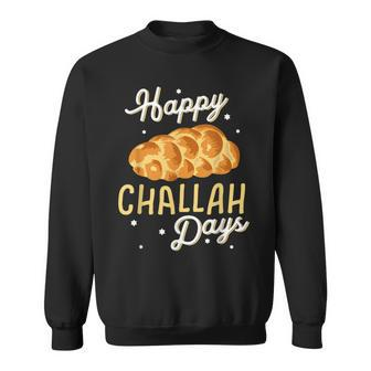 Happy Challah Days Hanukkah Chanukah Funny Jewish Bread V2 Men Women Sweatshirt Graphic Print Unisex - Seseable