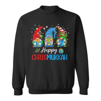 Happy Chrismukkah Gnomes Merry Christmas And Happy Hanukkah V5 Men Women Sweatshirt Graphic Print Unisex - Thegiftio UK