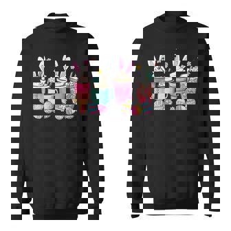 Happy Easter Bunny Set Latte Easter Eggs Sweatshirt | Mazezy