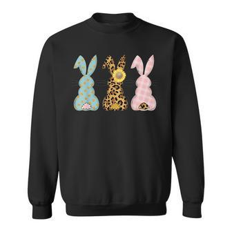 Happy Easter Day Bunny Trio Rabbit Leopard Matching Cute Sweatshirt - Seseable