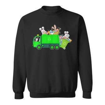 Happy Easter Day Garbage Truck Bunny Riding Garbage Truck Sweatshirt - Seseable