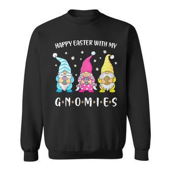 Happy Easter With My Gnomies Girls Kids Women Easter Gnome Sweatshirt - Thegiftio UK