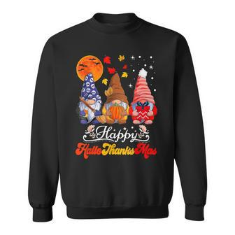 Happy Hallothanksmas Gnomes Halloween Thanksgiving Christmas V24 Men Women Sweatshirt Graphic Print Unisex - Thegiftio UK