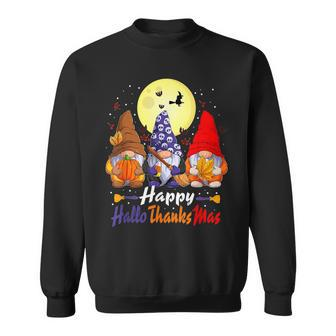 Happy Hallothanksmas Gnomes Halloween Thanksgiving Christmas V50 Men Women Sweatshirt Graphic Print Unisex - Thegiftio UK