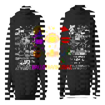 Happy Hallowthanksmas Wine Glass Halloween Thanksgiving V13 Men Women Sweatshirt Graphic Print Unisex - Thegiftio UK