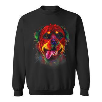 Happy Smiling Rottweiler Colorful Splash Sweatshirt - Thegiftio UK