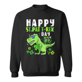 Happy St Pat T Rex Dabbing Shamrock St Patricks Day Sweatshirt - Seseable