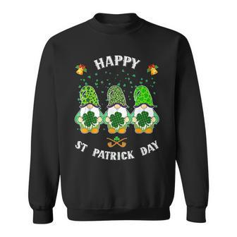 Happy St Patricks Day Funny Three Gnomes Holding Shamrock Sweatshirt - Seseable