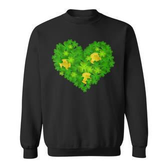 Happy St Patricks Day Heart Lucky Leopard Shamrock Irish Sweatshirt - Seseable
