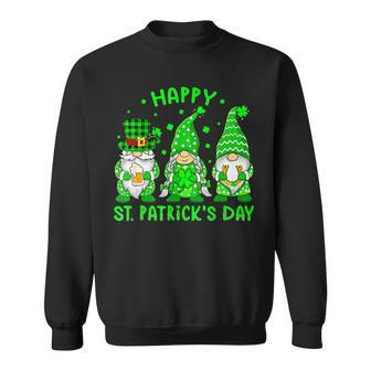 Happy St Patricks Day Three Gnomes Squad Holding Shamrock Sweatshirt - Seseable