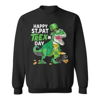 Happy StPat Trex T-Rex Shamrock StPatricks Day Sweatshirt - Seseable
